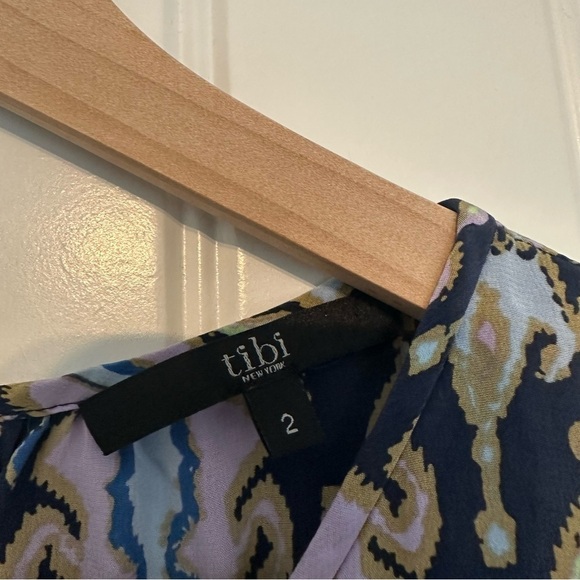 Tibi 100% Silk Mini Dress Colorful Boho Casual Summer Beach Size 2 Extra Small - Picture 5 of 7